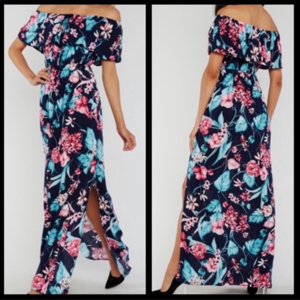 Off the shoulder floral maxi dress